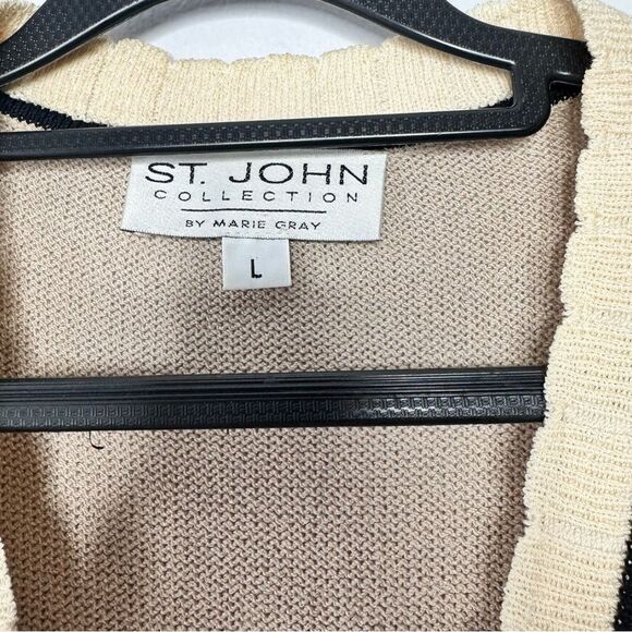 St. John wool blend tan cardigan sweater size large - Picture 4 of 7